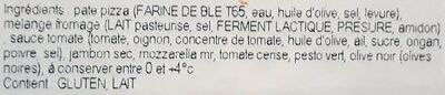 Pizza italienne ingredients label