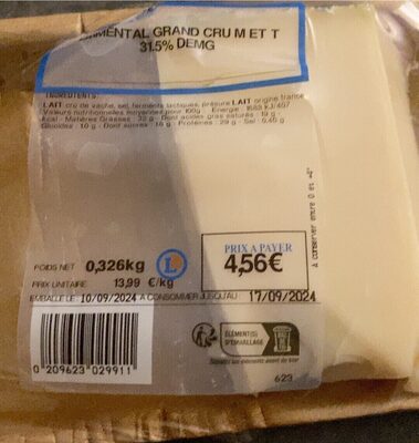 Emmental grand cru m et t 31,5% de mg