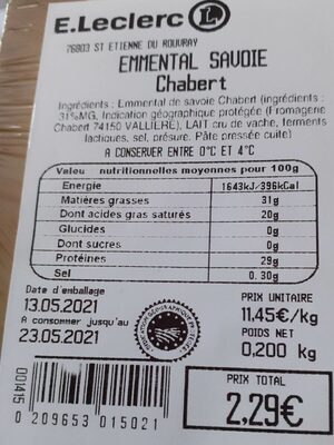 Emmental  Savoie  Chabert front packaging