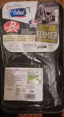 Poulet jaune fermier élevé en plein air front packaging