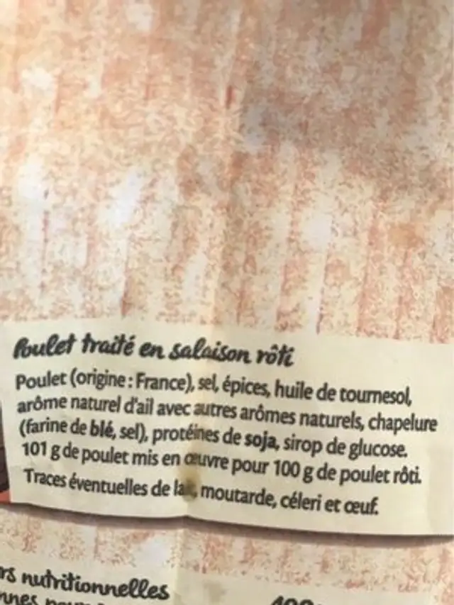 Unknown ingredients label