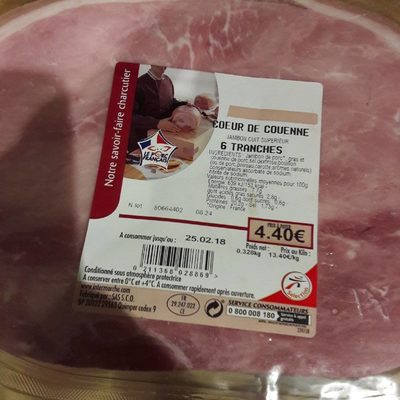 Jambon cuit supérieur coeur de couenne