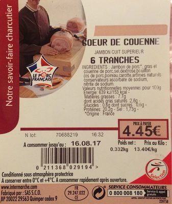 Jambon cuit supérieur