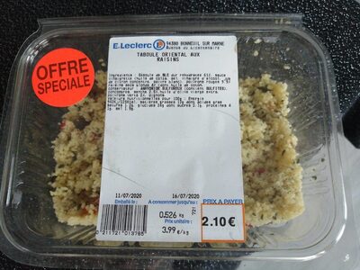 Taboulé oriental aux raisins