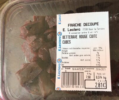 Betterave rouge cuite cubes