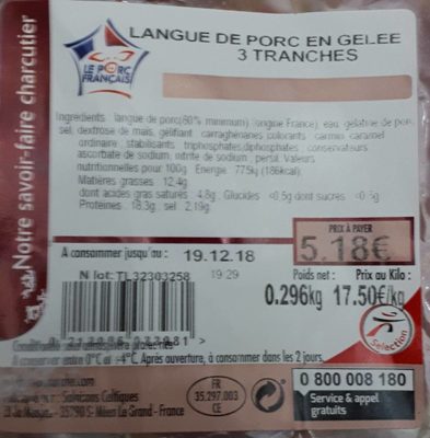 LANGUE DE PORC EN GELEE 3 TRANCHES