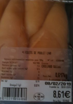 Filets de poulet ingredients label