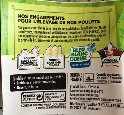 Filet de poulet ingredients label