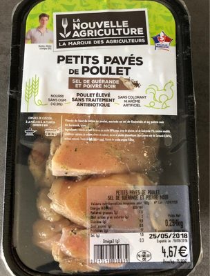 Petits pavés de poulet front packaging