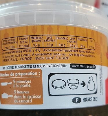 Foies de volaille nutrition facts table