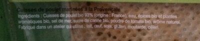 Cuisse de poulet a la provencale ingredients label