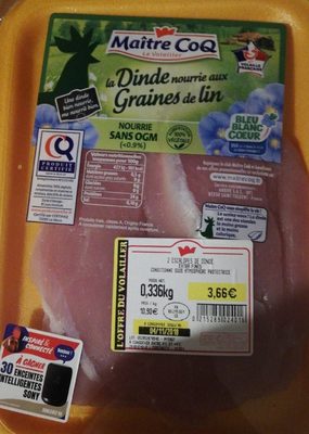Escalope de Dinde nourrie aux graines de lin front packaging