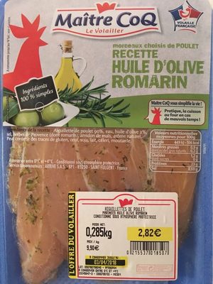 Morceaux choisis de poulet Recette huile d'olive romarin front packaging