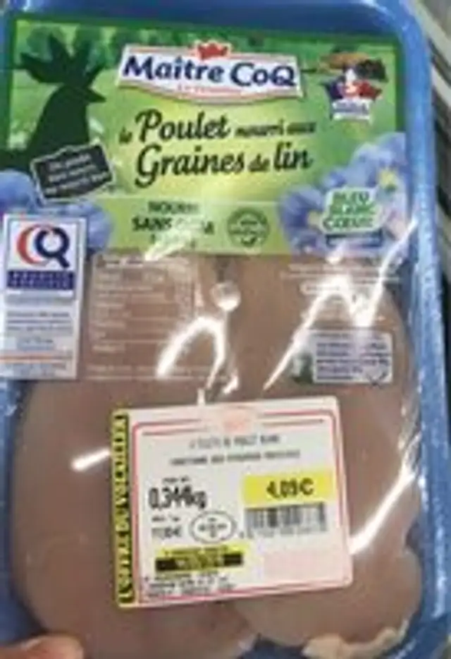Filets de poulet nourri aux graines de lin