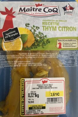 Aiguillettes de poulet recette thym citron front packaging