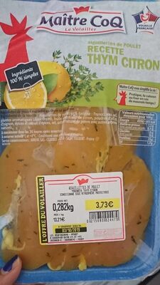 Aiguillettes de poulet thym citron front packaging