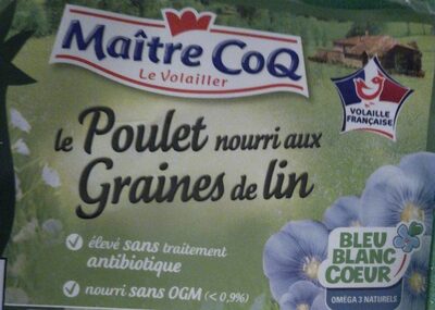 Filets de poulet nourri aux graines de lin front packaging