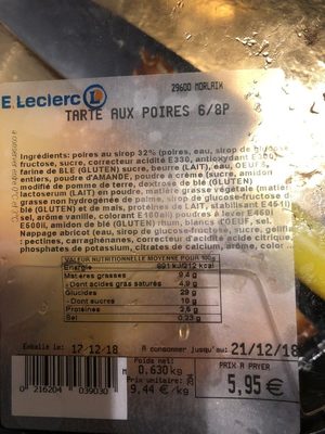 Tarte aux poires 6/8p