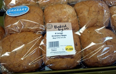 6 Large Granary Baps