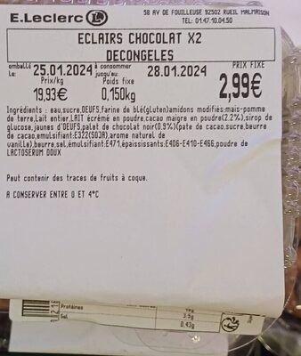 Éclairs chocolat décongelés