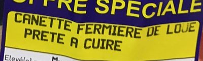 Canette fermière de Loué ingredients label