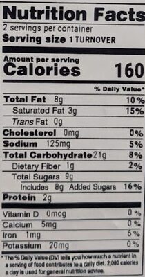 Freshly Baked Raspberry Turnovers nutrition facts table