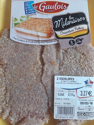 2 escalopes de dinde à la milanaise
