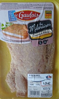Escalopes de dinde marinées à la milanaise front packaging