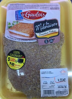 Escalopes de dinde marinées à la milanaise front packaging