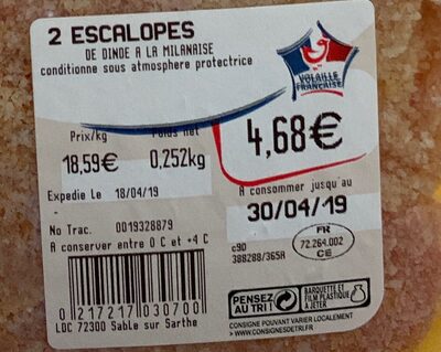 2 escalopes à la milanaise