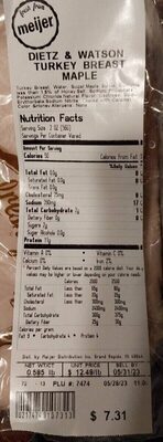 Dietz & Watson maple turkey breast lunch meat