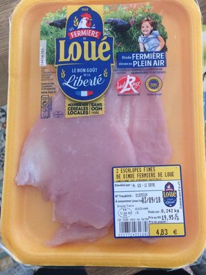 Deux escalopes fines de dinde front packaging