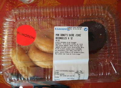 Mini donut's natures sucre/choc decongeles front packaging