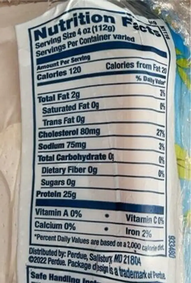 Thin sliced chicken breast nutrition facts table