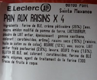 Pain aux raisins front packaging