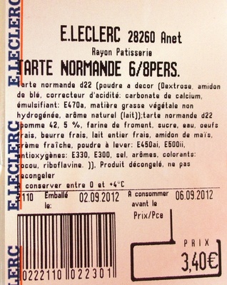 Tarte Normande 6/8 personnes