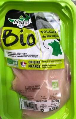 Filets de poulet fermier biologique front packaging