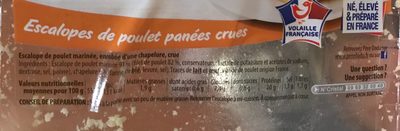 Escalope milanaise ingredients label