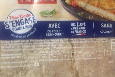 Escalopes milanaise nutrition facts table