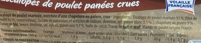 Les milanaises du chef au poivre ingredients label