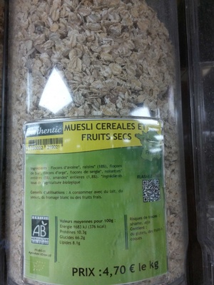 Muesli céréales et fruits secs