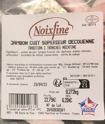 Jambon cuit superieur front packaging