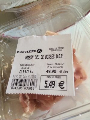 Jambon cru de bosses D.O.P