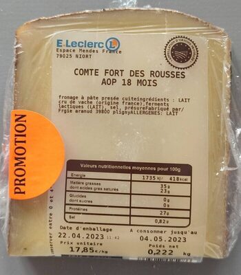 Comté fort des rousses AOP 18 mois