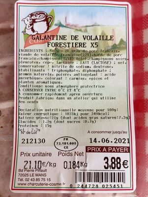 Galantine de volaille forestiere x5
