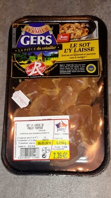 Le sot l'y laisse de poulet fermier