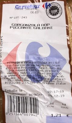 Gorgonzola aop piccante galbani