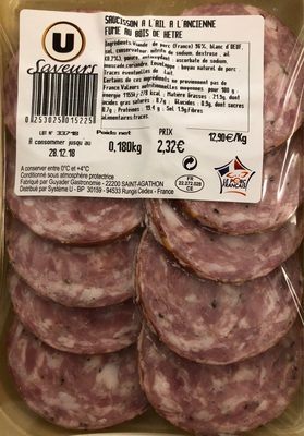 Saucisson a l'ail a l'ancienne fume au bois de hetre