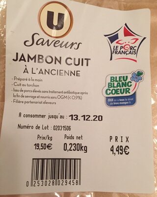 Jambon cuit a l'ancienne U Saveurs