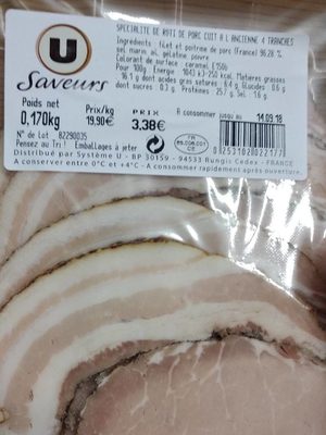 Spécialité de rôti de porc cuit à l'ancienne 4 tranches